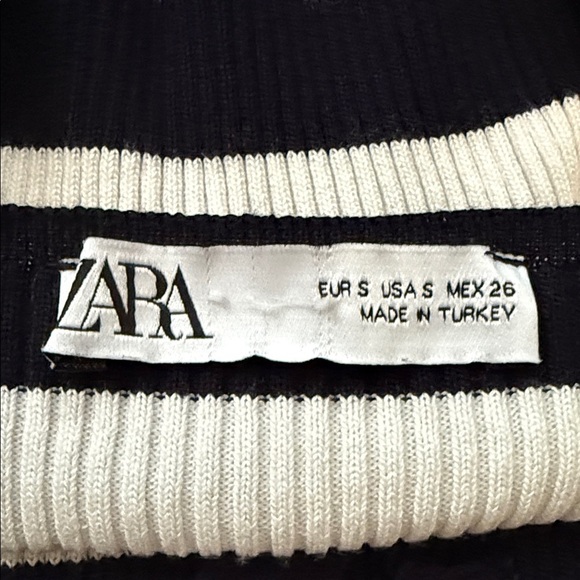 Zara Ribbed Sweater - Black and White Stripes - Picture 6 of 6